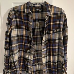 Madewell Blue and Black Casual Button Down Shirt
